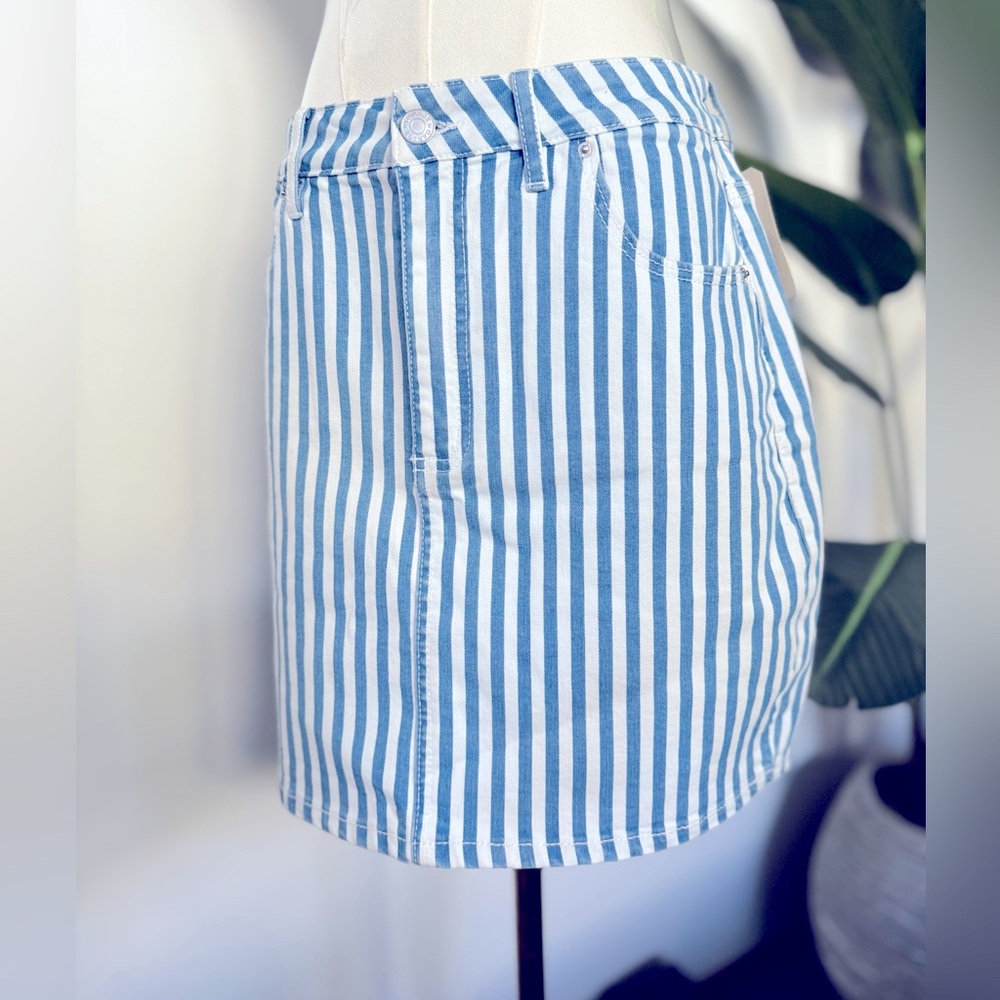 Garage Blue and White Striped Women's denim Skirt